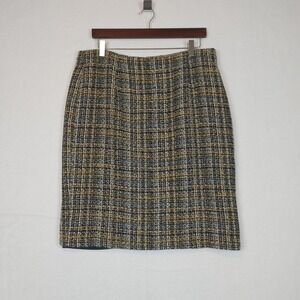 Sunny Leigh Womens Casual Plaid Straight Pencil Cut Skirt Multicolor Size 16